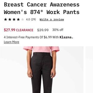 Breast Cancer Awareness 874 Work Pants NWOT
